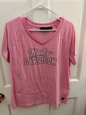Harley-Davidson Pink V-Neck Short Sleeve Tee